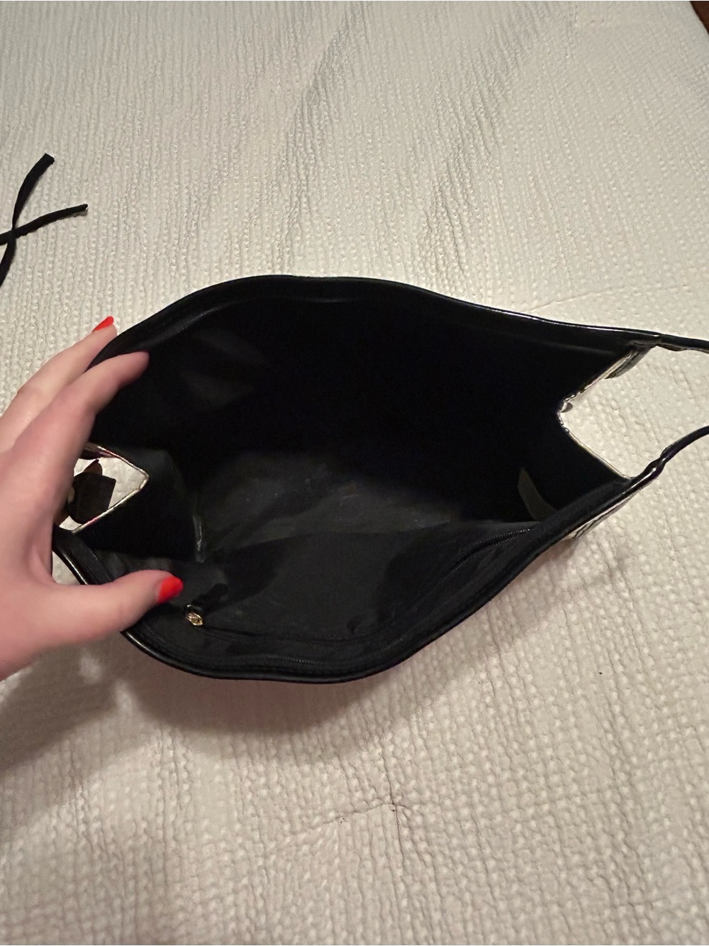 kate spade Red & Pink Brushstroke Cosmetic Pouch with Black Trim - Picture 7 of 7